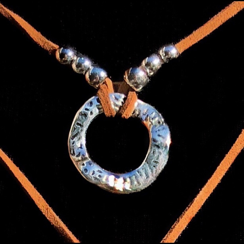 BOHO Tan Suede Silver Bead Multi-Layer Choker Wrap - Picture 3 of 8